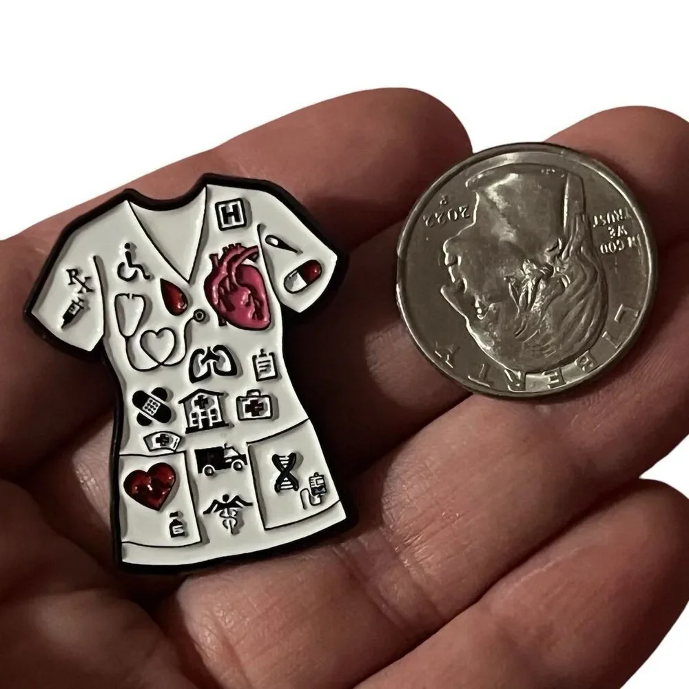 Nurse Medical Healthcare Worker White Coat Enamel Pin